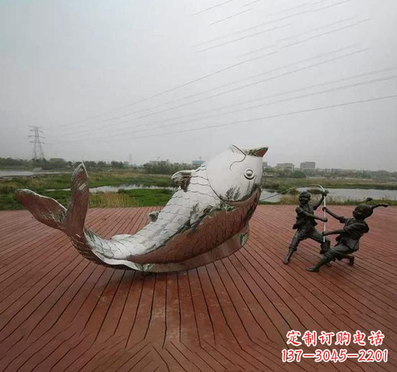 长沙不锈钢鲤鱼雕塑传承中国文化