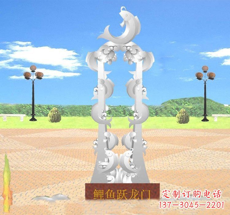 长沙不锈钢鲤鱼跃龙门雕塑——传承传统文化的艺术瑰宝