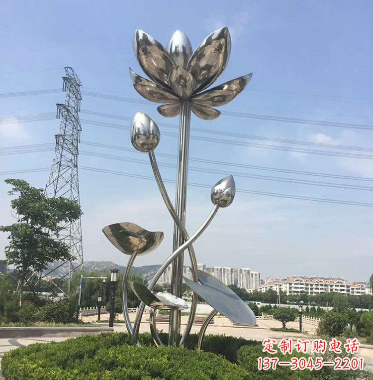 长沙不锈钢莲花雕塑美丽的象征