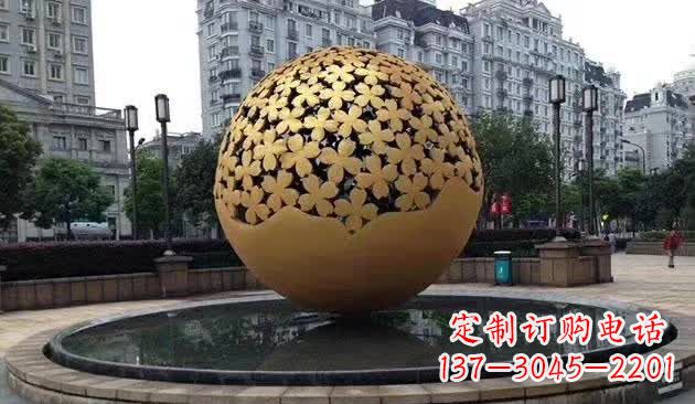 长沙不锈钢镂空球喷泉雕塑——精致美观
