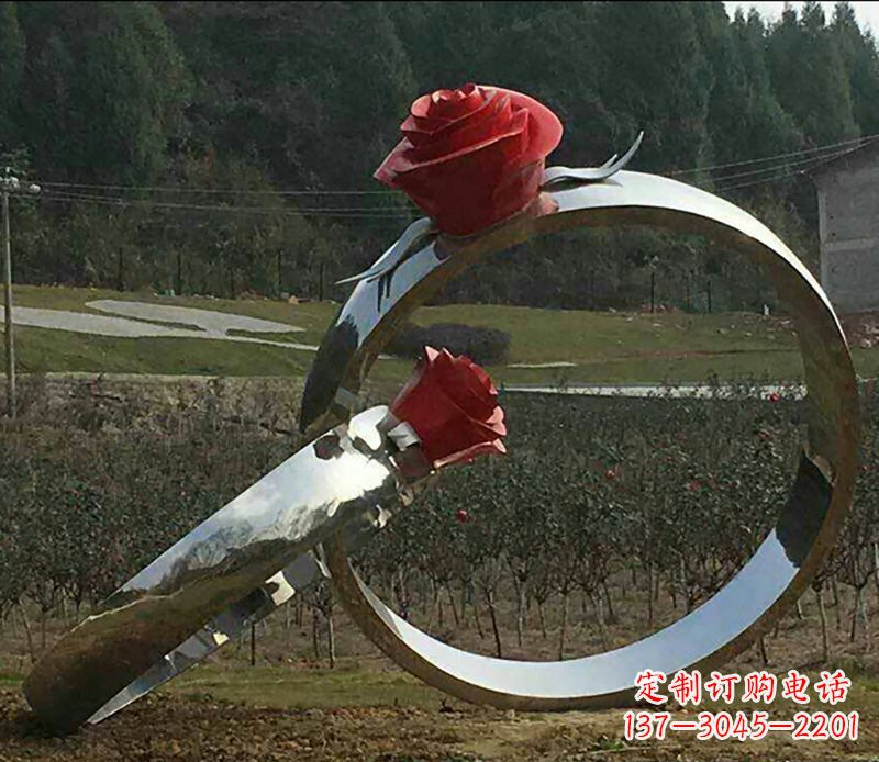 长沙不锈钢玫瑰雕塑精美的艺术珍品