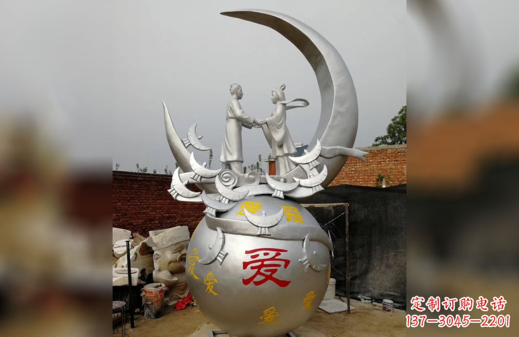 长沙不锈钢牛郎织女雕塑爱情永存