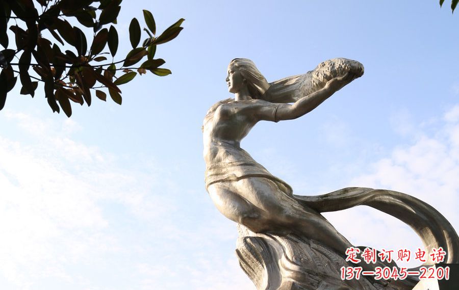 长沙女娲传承中华神话的不锈钢雕塑