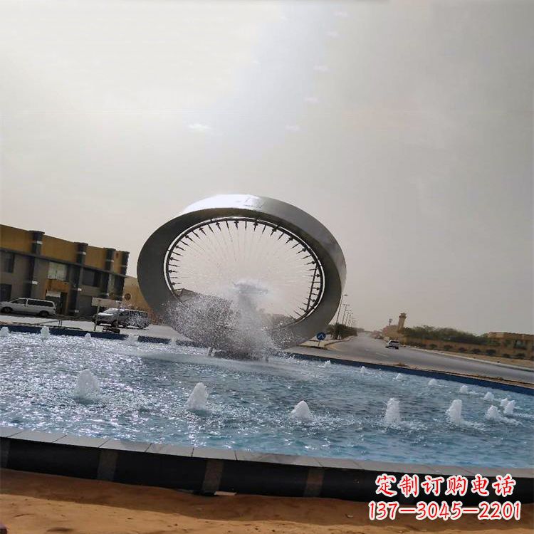 长沙精美不锈钢喷泉雕塑,增添环形绿景魅力