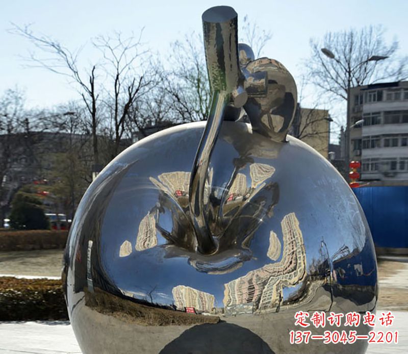 长沙不锈钢苹果镜面雕塑精美绝伦