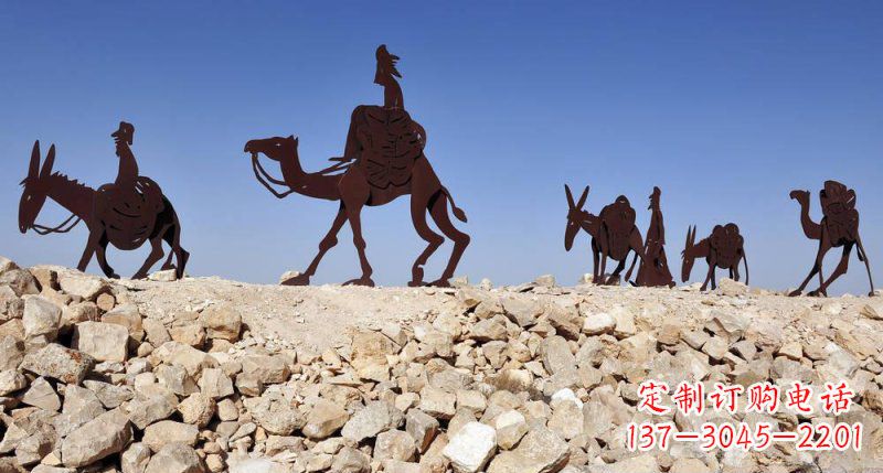 长沙不锈钢骆驼雕塑传承古代传统