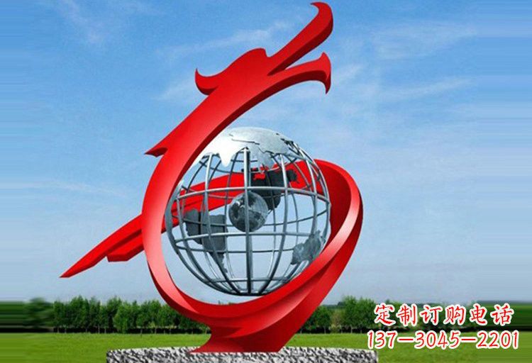 长沙不锈钢地球雕塑精美雕塑饰以美丽世界