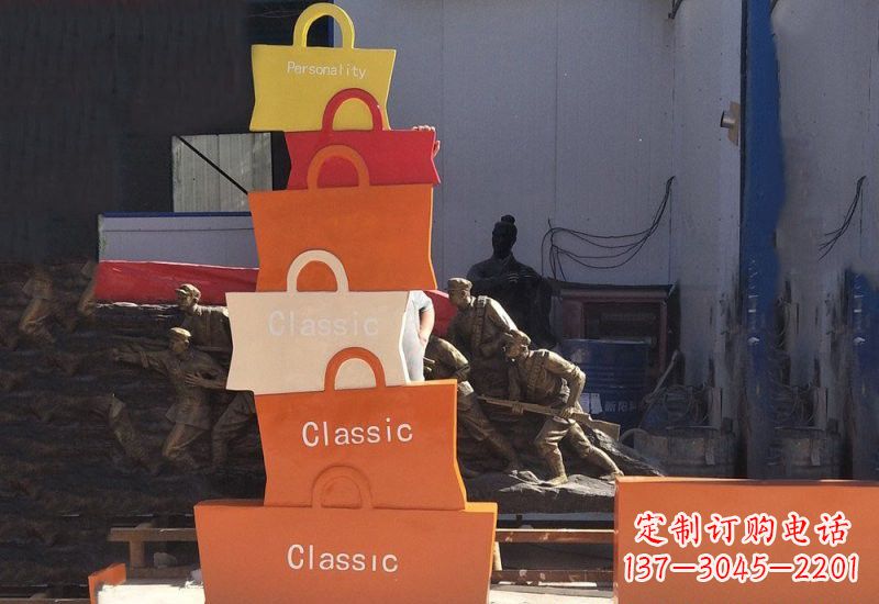 长沙不锈钢购物袋雕塑