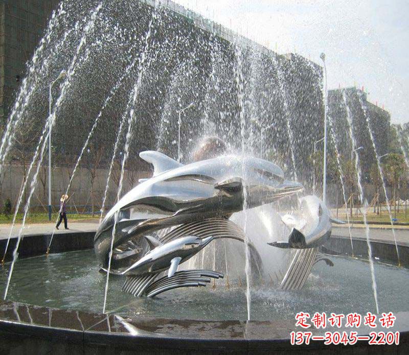 长沙不锈钢商场大型景观鱼喷泉展现雕塑之美