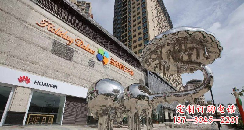 长沙不锈钢门前的大象雕塑