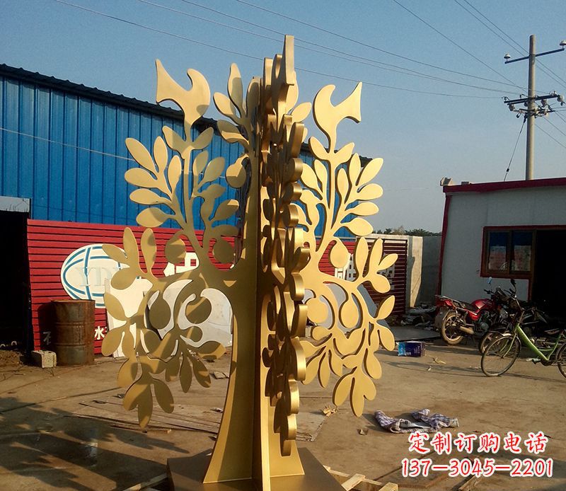长沙不锈钢树叶园林景观雕塑——美妙绝伦的艺术之作