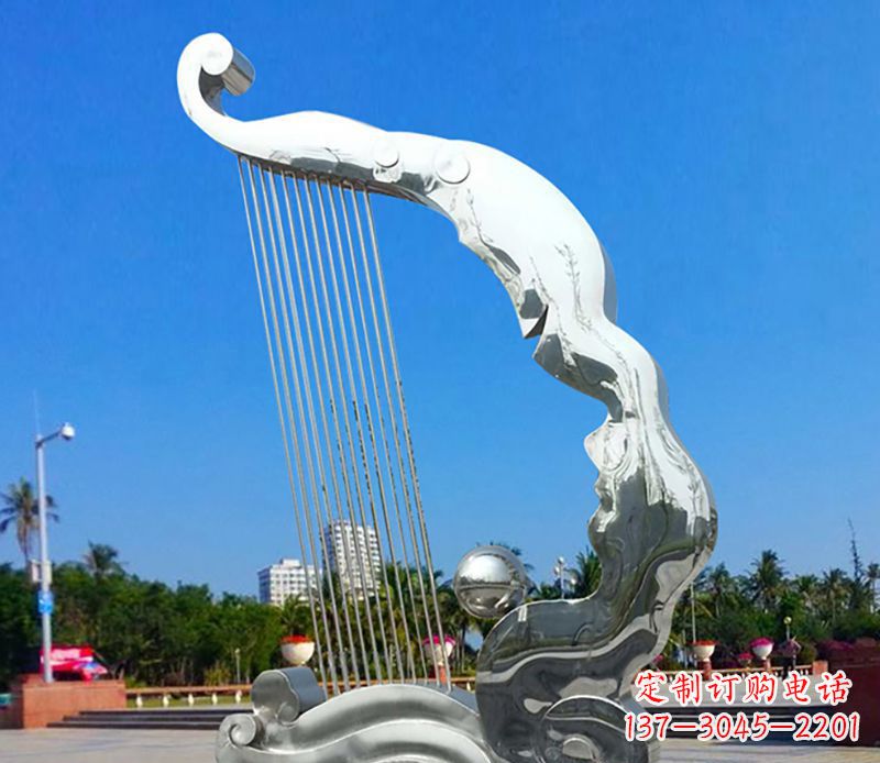 长沙不锈钢竖琴雕塑——传承古典音乐之美