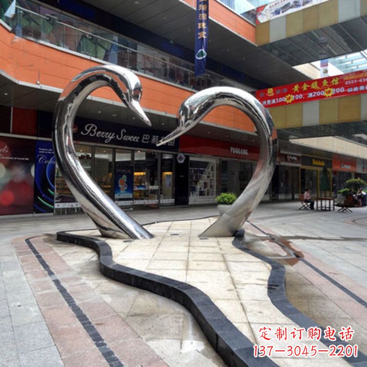 长沙不锈钢天鹅爱情雕塑把浪漫永恒的爱情永久凝固