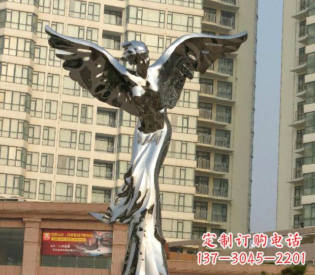 长沙不锈钢天使雕塑传递温暖的祝福