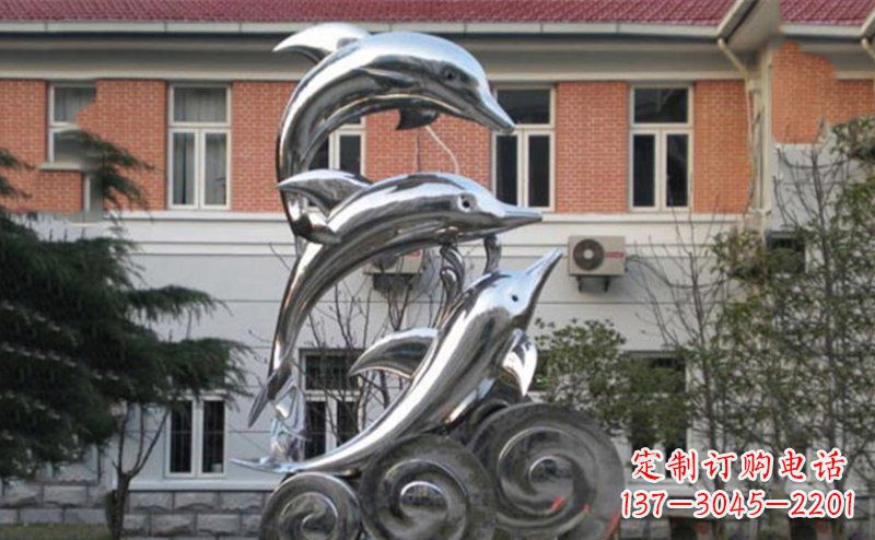 长沙不锈钢跳跃海豚雕塑