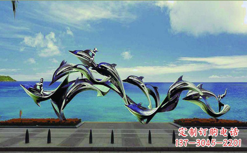 长沙不锈钢海豚广场雕塑——精致而又活泼