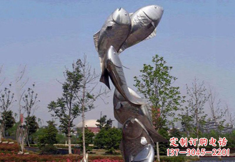 长沙不锈钢跳跃的鲤鱼雕塑