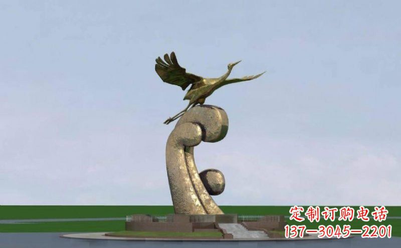 长沙不锈钢仙鹤雕塑象征着美丽和宁静