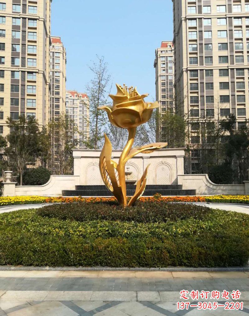 长沙不锈钢小区玫瑰花雕塑浓郁情感的视觉体验