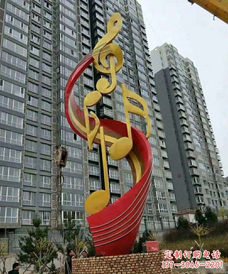长沙不锈钢小区音符雕塑传递音乐的魅力