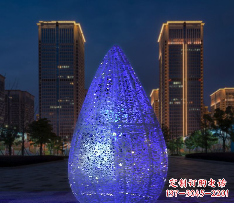 长沙不锈钢小区照明美轮美奂的水滴雕塑