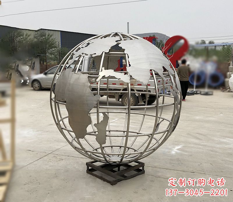 长沙不锈钢校园地球仪雕塑见证地球美景