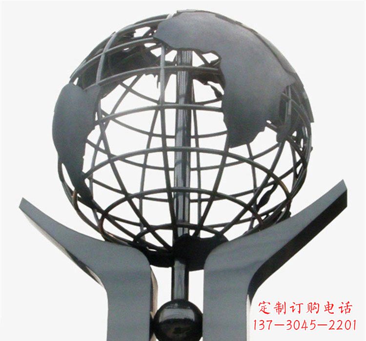 长沙象征地球一体的不锈钢校园手托地球雕塑