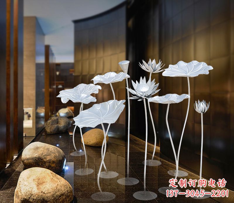 长沙不锈钢银色荷花雕塑精美外形魅力无限