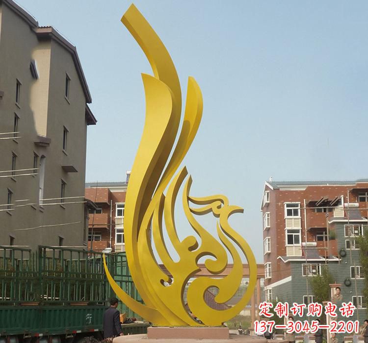 长沙静谧的凤凰不锈钢园林雕塑
