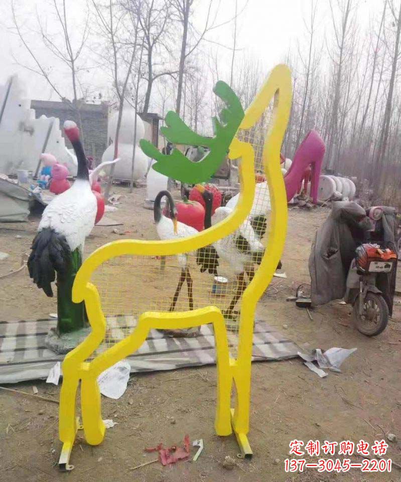 长沙不锈钢园林造型景观小鹿雕塑