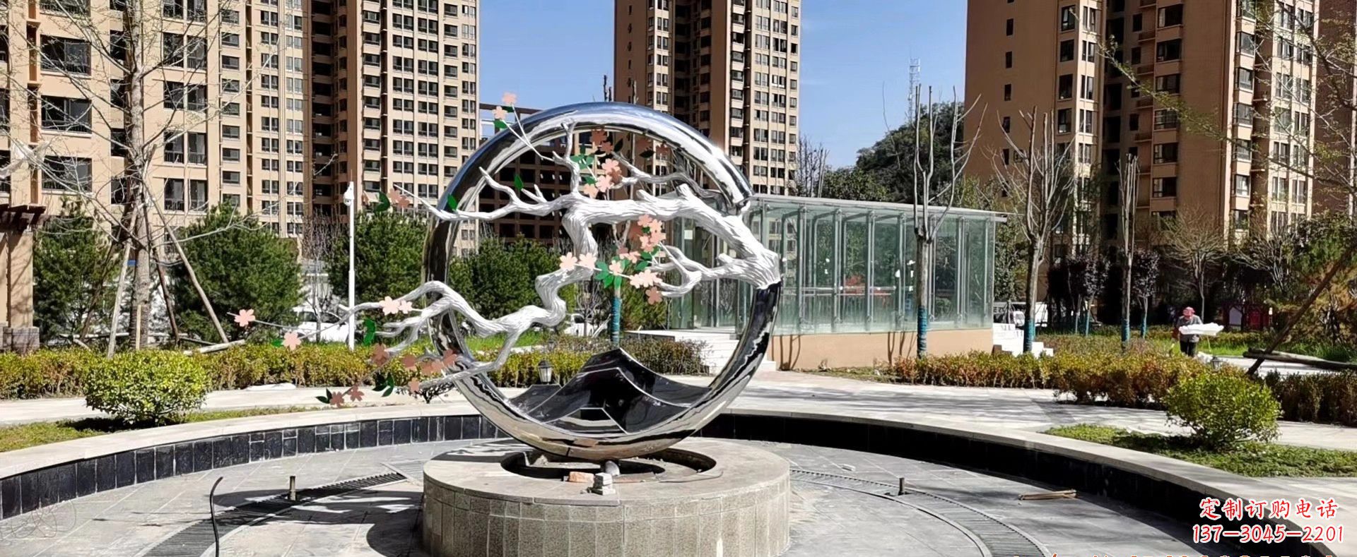 长沙无尽环绕——不锈钢圆环景观雕塑
