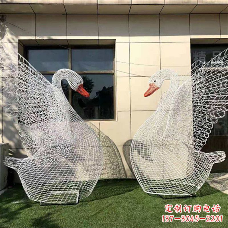 长沙不锈钢展翅网格天鹅雕塑——精美而绚丽
