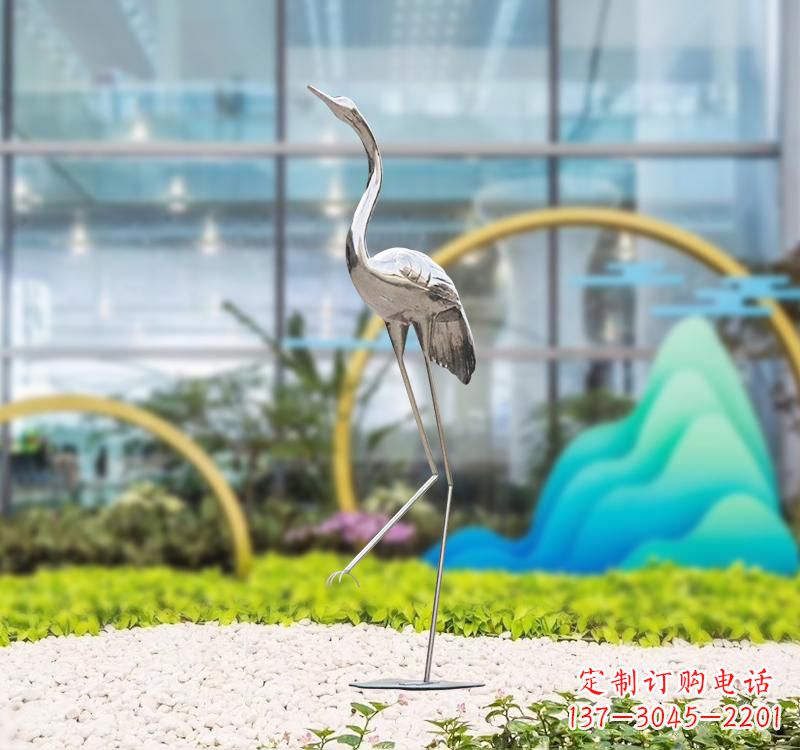 长沙不锈钢展翅仙鹤雕塑