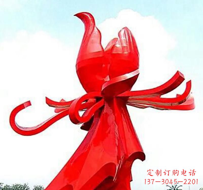 长沙不锈钢玫瑰雕塑，传递爱与和平