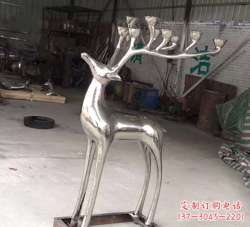 长沙精美梅花鹿雕塑——点亮不锈钢烛台