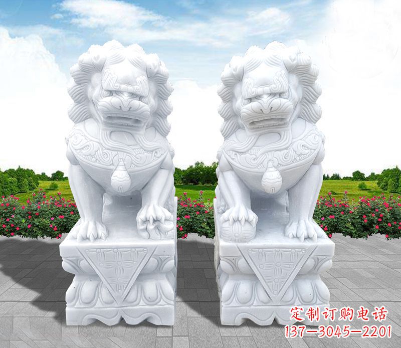长沙彩球狮子石雕招财动物
