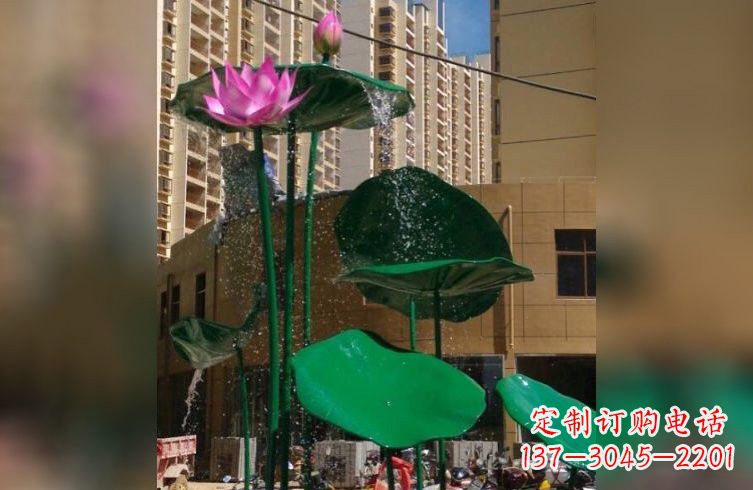 长沙彩色不锈钢荷花雕塑美丽而富有寓意
