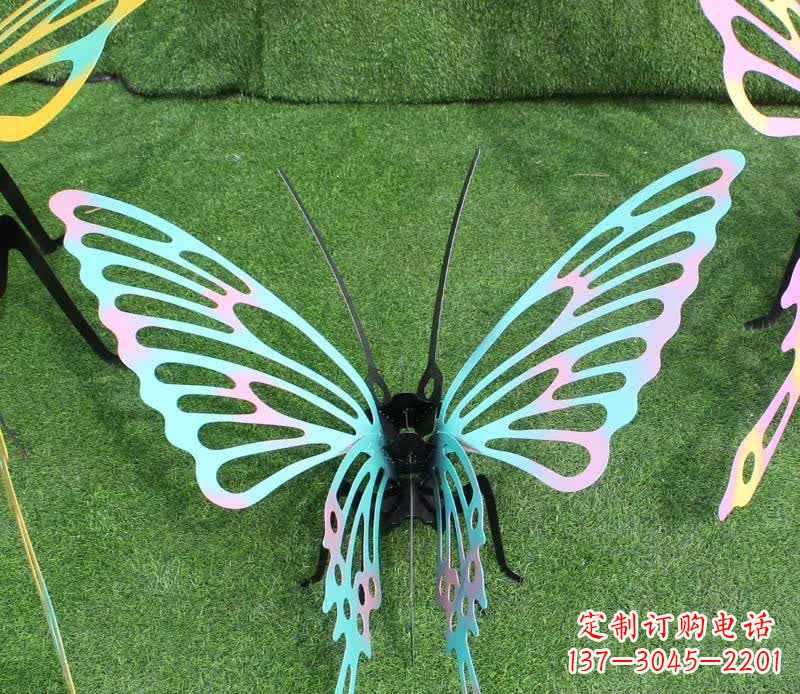 长沙彩色不锈钢镂空蝴蝶雕塑精美又充满生机