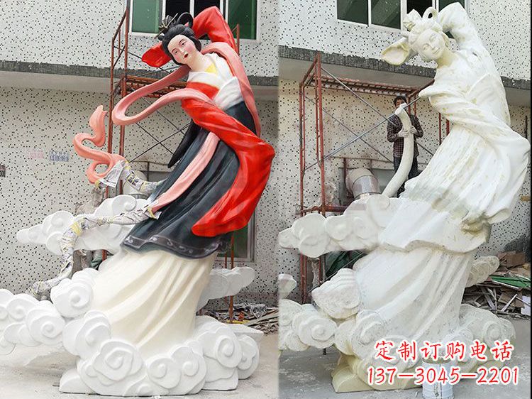 长沙嫦娥玻璃钢雕塑-玻璃钢彩绘神话人物雕像