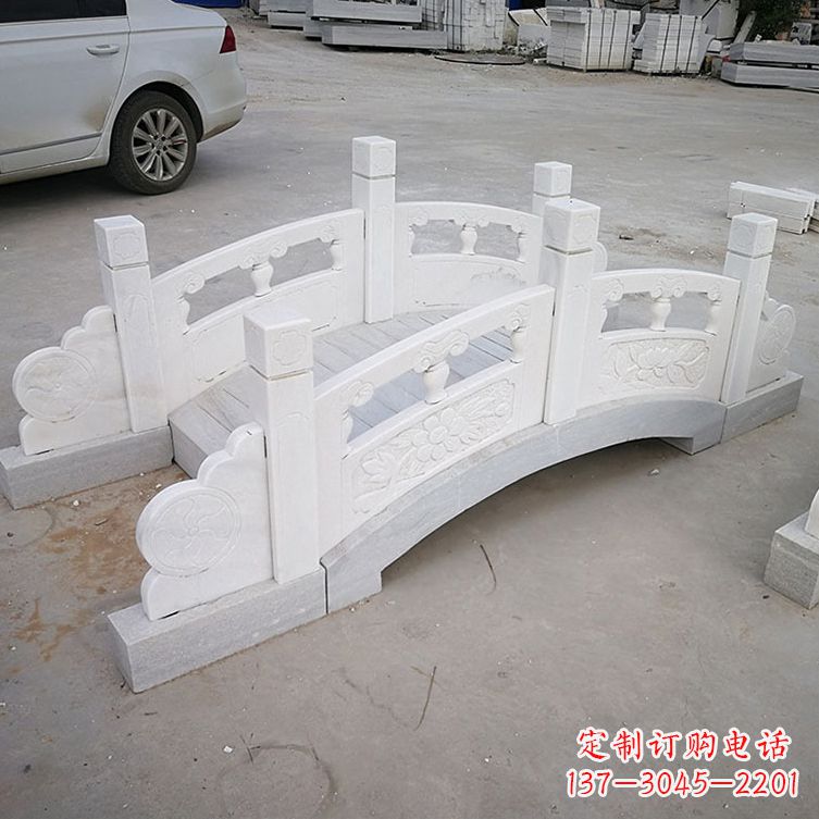 长沙厂家批发定制石雕石拱桥 栏杆栏板 汉白玉雕花护栏广场装饰摆件3900