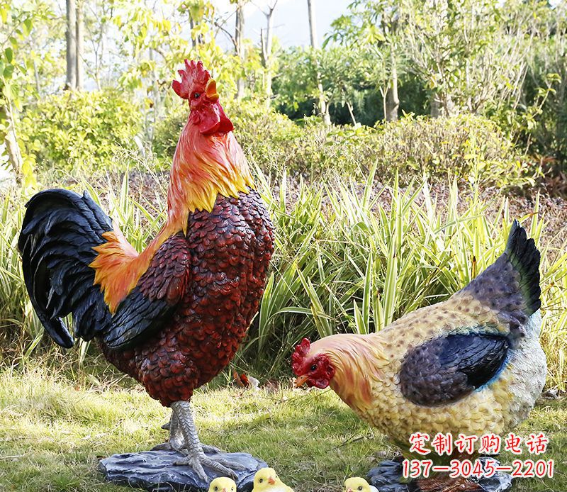 长沙公鸡雕塑完美的绿化环境装饰