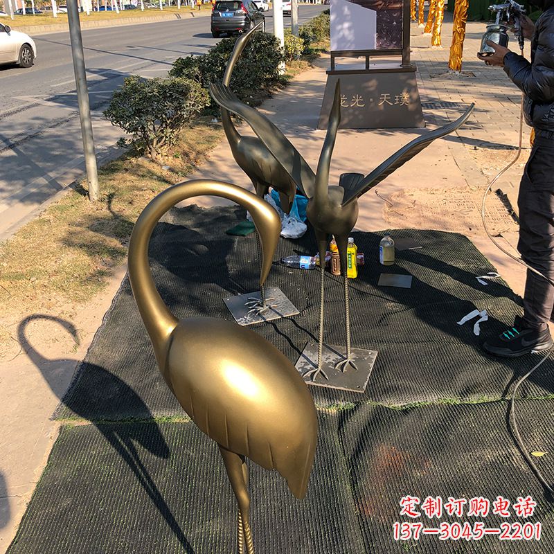 长沙成都不锈钢动物鹤雕塑
