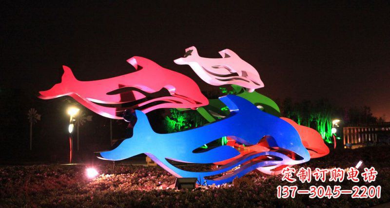 长沙抽象海豚公园不锈钢雕塑