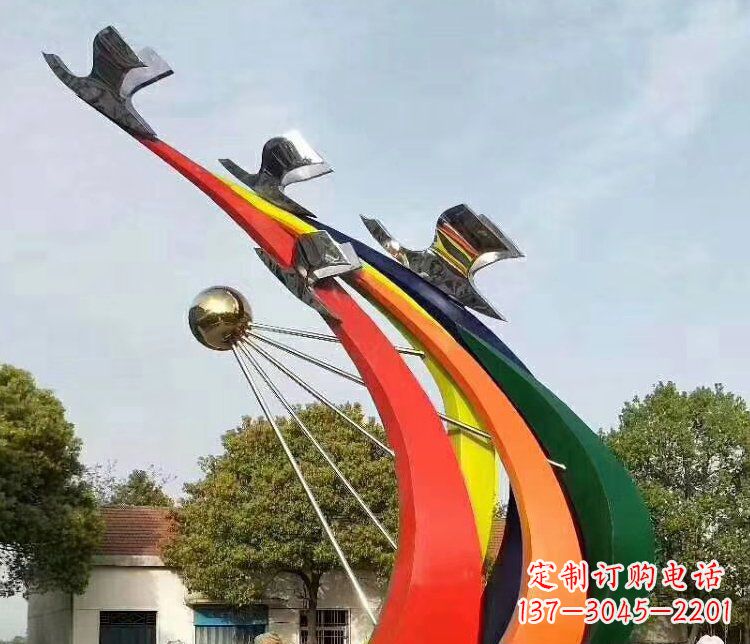 长沙抽象和平鸽和太阳校园不锈钢雕塑