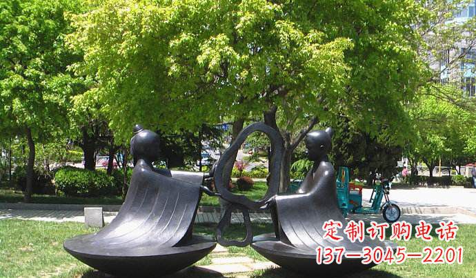 长沙抽象孔融让梨校园景观铜雕