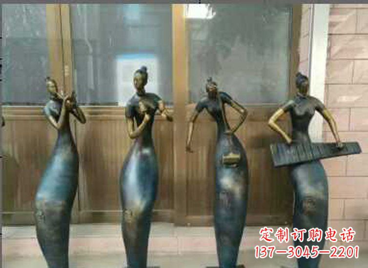 长沙抽象女孩演奏乐器铜雕