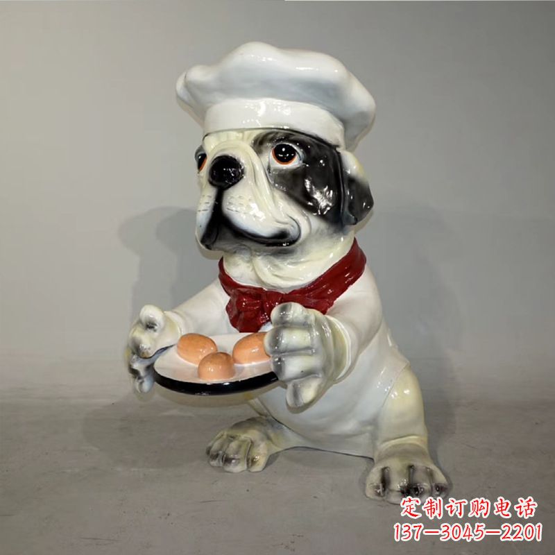 长沙玻璃钢仿陶瓷狗雕塑——以斗牛犬为原型