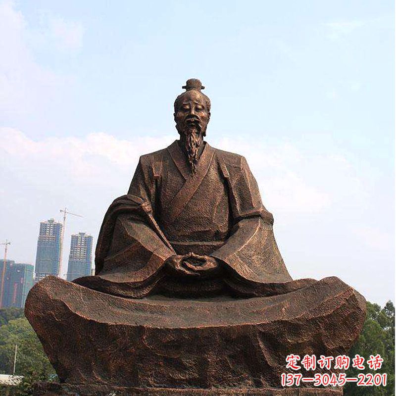 长沙纯铜葛洪盘坐雕塑-景区园林历史医学人物雕像