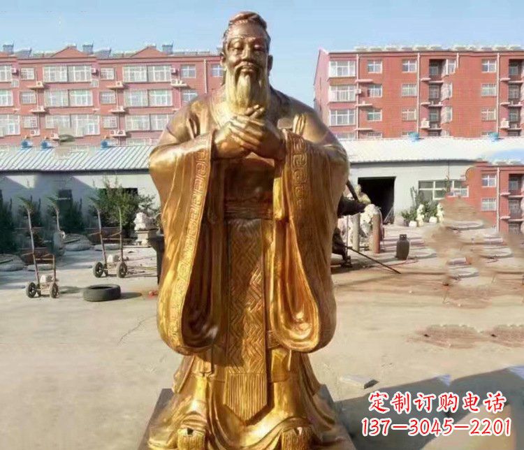 长沙纯铜校园古代孔子人物铜雕塑