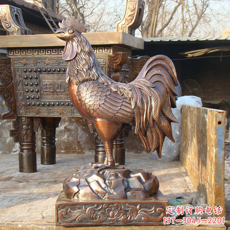 长沙纯铜铸造生肖鸡雕塑摆件